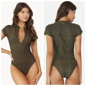 New PQ Swim Women Carbon Croc Print Hailee 1 Pc Swimsuit NWT Small